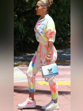 ✨ JLo’s Fave! NWT LEZAT Restore Soft Terry Jumpsuit Tie Dye XL Athlesiure $125